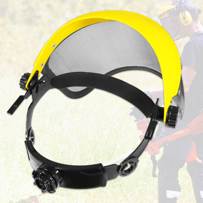 Face Shield Ear Muffs Safety Goggles Kit Adjustable Mesh Visor Eyes Ears Protection PPE Set (One Size Fits All)