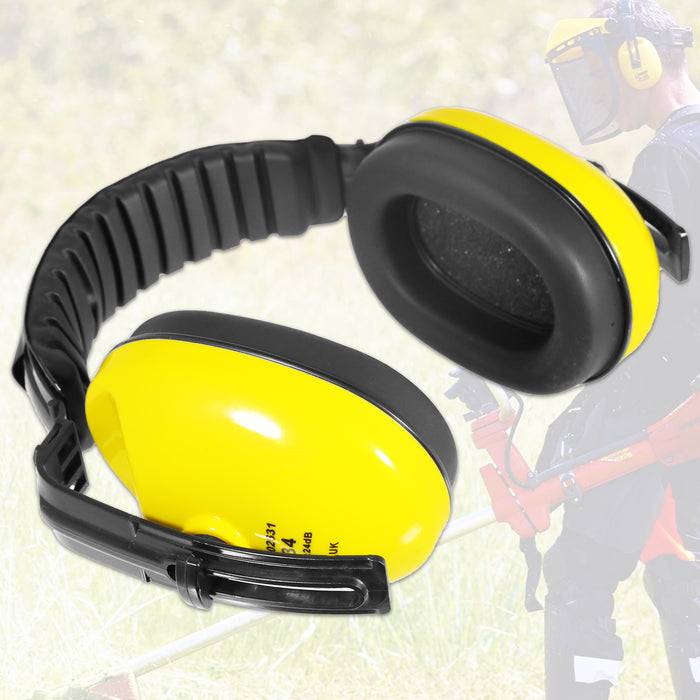 Face Shield Ear Muffs Safety Goggles Kit Adjustable Mesh Visor Eyes Ears Protection PPE Set (One Size Fits All)