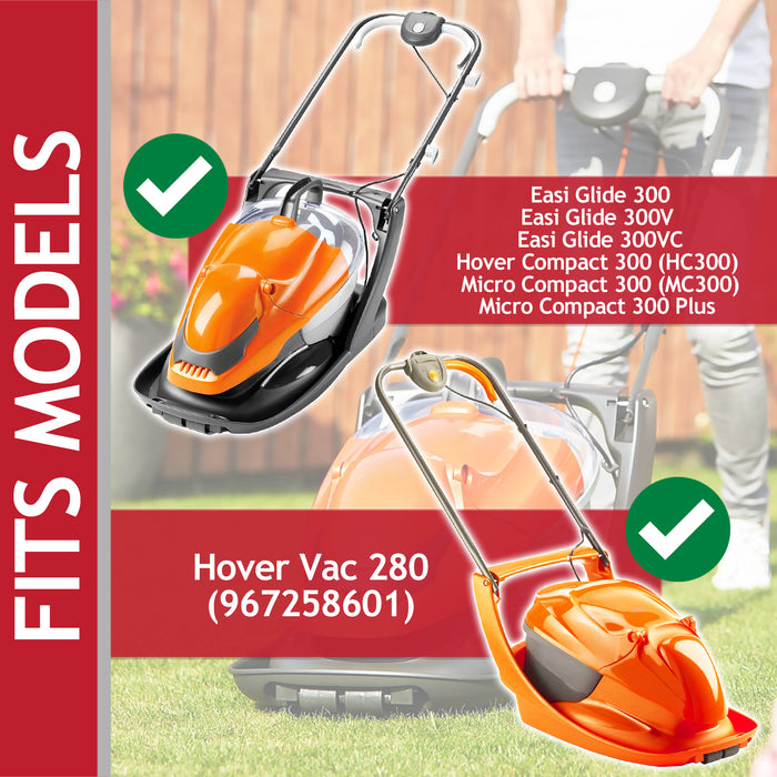 Metal Blade for Flymo Easi Glide 300 Hover Micro Compact HC300 MC300 Vac 280 Lawnmower FLY004 (30cm, Pack of 2)
