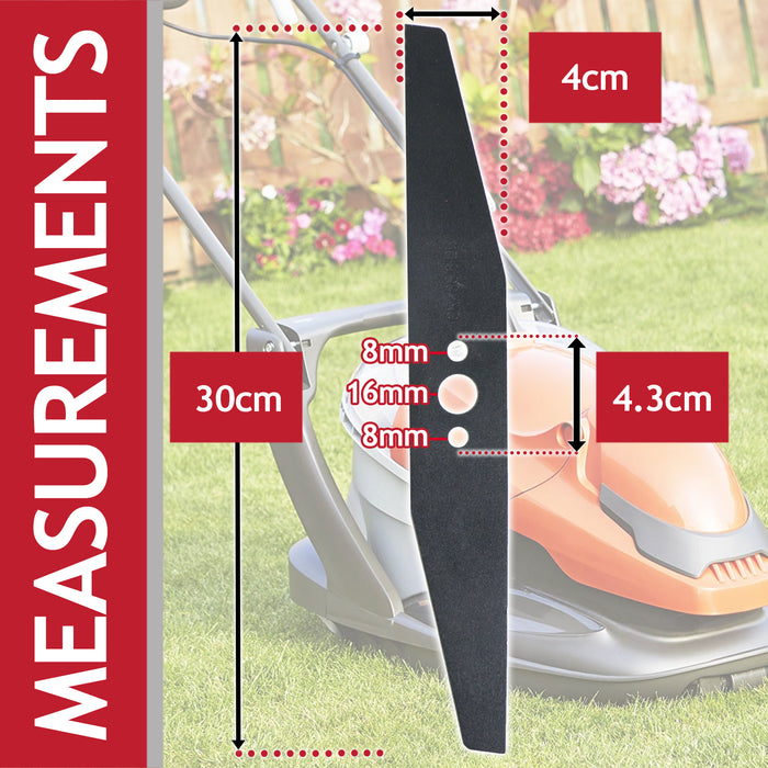 Metal Blade for Flymo Easi Glide 300 Hover Micro Compact HC300 MC300 Vac 280 Lawnmower FLY004 (30cm, Pack of 2)