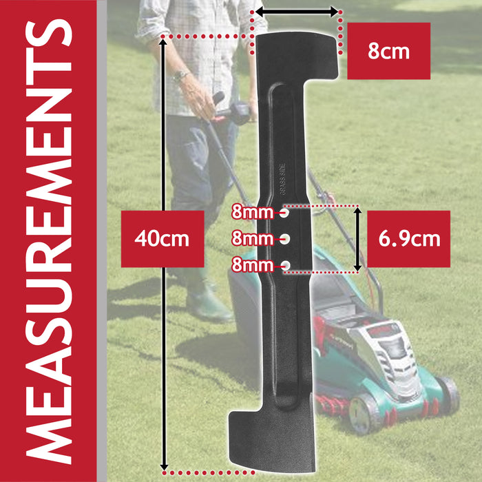Metal Blade for Bosch Rotak 40 40GC 40C 40S 400C 40-17 Ergoflex Lawnmower (40cm) + Drill Sharpener Attachment