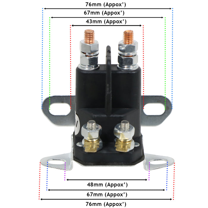 Solenoid Lawnmower Universal Starter Switch 4 Pole Relay Tractor Ride on Mower
