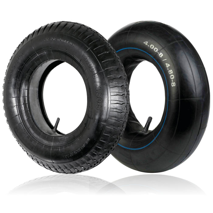 Tyre 4.00-8 4.80-8 Wheelbarrow Trolley Trailer Cart Pneumatic + Innertubes x 2