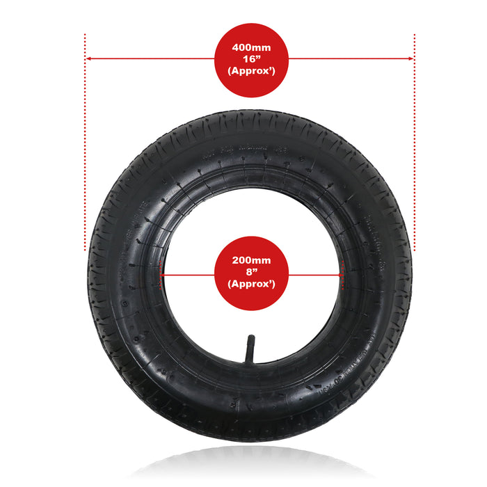 Wheelbarrow Wheel Inner Tube and Barrow Tyre 4.00 - 8 4.80-8 Rubber Innertube x 2