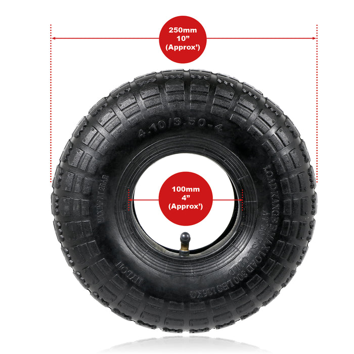 Wheelbarrow Wheel Tyre and Inner Tube (4.10-4 3.50-4, 30psi) 4 inch cart trolley + extra Innertube