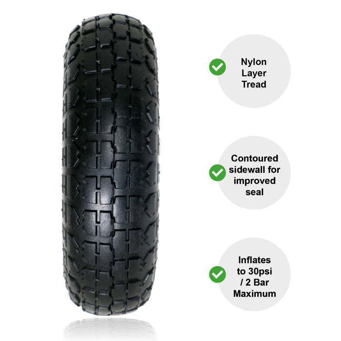 Wheelbarrow Wheel Tyre and Inner Tube (4.10-4 3.50-4, 30psi) 4 inch cart trolley