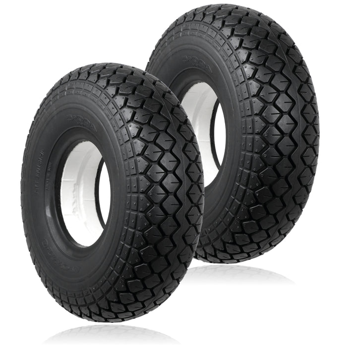 Mobility Scooter Tyre 4.00 x 5 Solid Block Tread 4.00-5 400x5 Black No Puncture (2 Pack)