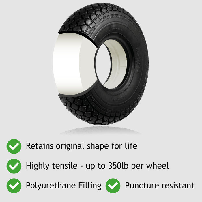 Mobility Scooter Tyre 4.00 x 5 Solid Block Tread 4.00-5 400x5 Black No Puncture