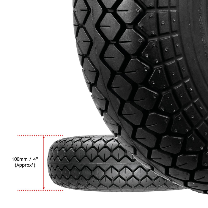 Mobility Scooter Tyre 4.00 x 5 Solid Block Tread 4.00-5 400x5 Black No Puncture