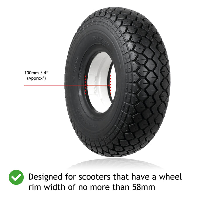 Mobility Scooter Tyre 4.00 x 5 Solid Block Tread 4.00-5 400x5 Black No Puncture