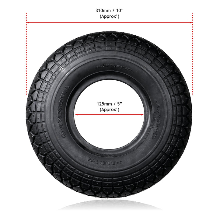 Mobility Scooter Tyre 4.00 x 5 Solid Block Tread 4.00-5 400x5 Black No Puncture