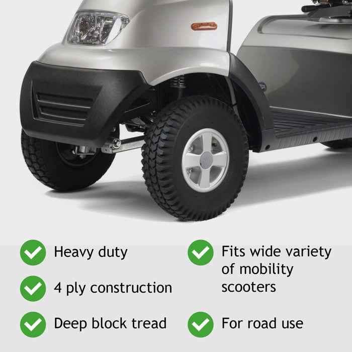 Mobility Scooter Tyre 4.00 x 5 Solid Block Tread 4.00-5 400x5 Black No Puncture