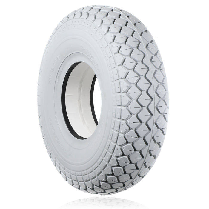 Mobility Scooter Tyre 4.00 x 5 Solid Block Tread 4.00-5 400x5 Grey No Puncture (2 pack)