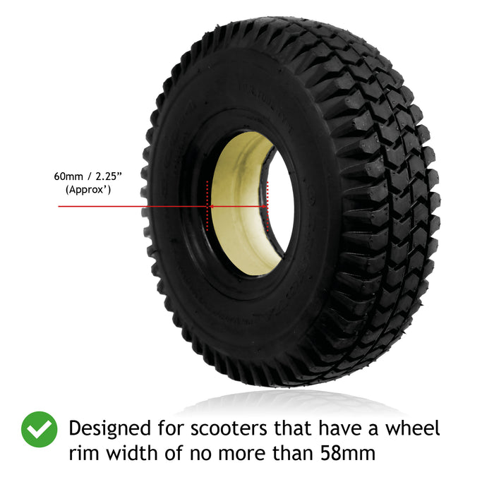 Mobility Scooter Tyre 3.00 x 4 Solid Block Tread 300-4 300x4 260x85 No Puncture x 2