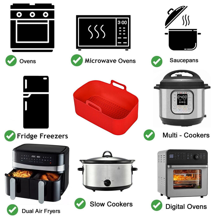 Basket for Geepas Vortex 9L Dual Air Fryer Drawer Liner Silicone Red