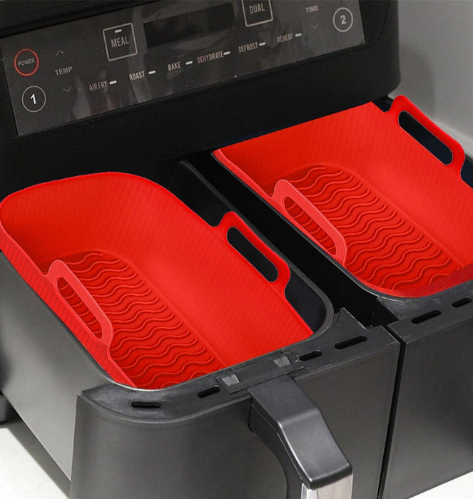 Basket for Geepas Vortex 9L Dual Air Fryer Drawer Liner Silicone Pot Red x 2