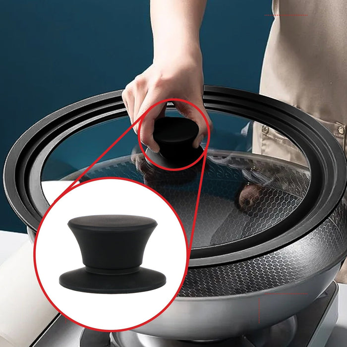 UNIVERSAL Pan Lid Handle 47m Black Silicone Saucepan Steamer Glass Pot Knob x 4