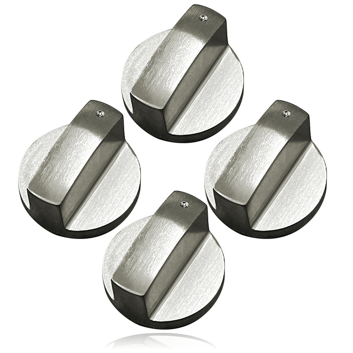 UNIVERSAL Metal Oven Knob Switch Silver Cooktop Stove Hob 6mm D Replacement x 4