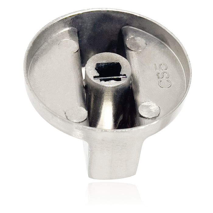 UNIVERSAL Metal Oven Knob Switch Silver Cooktop Stove Hob 6mm D Replacement x 2