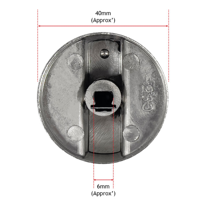 UNIVERSAL Metal Oven Knob Switch Silver Cooktop Stove Hob 6mm D Replacement x 2