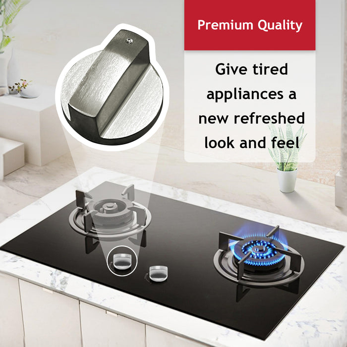 UNIVERSAL Metal Oven Knob Switch Silver Cooktop Stove Hob 6mm D Replacement