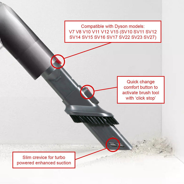 Crevice Tool Brush For DYSON V11 V12 V15 SV14 SV15 SV16 SV17 + 2.4m Flexible Extension