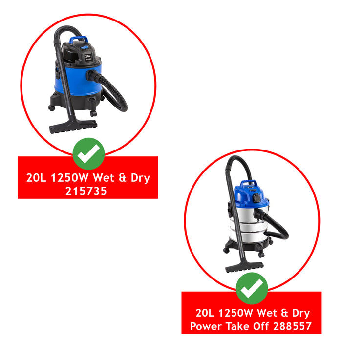 Spare Parts for Wickes 20L Wet & Dry Power Take Off 1250W 288557 215735 Vacuum Cleaner 2.5m Hose
