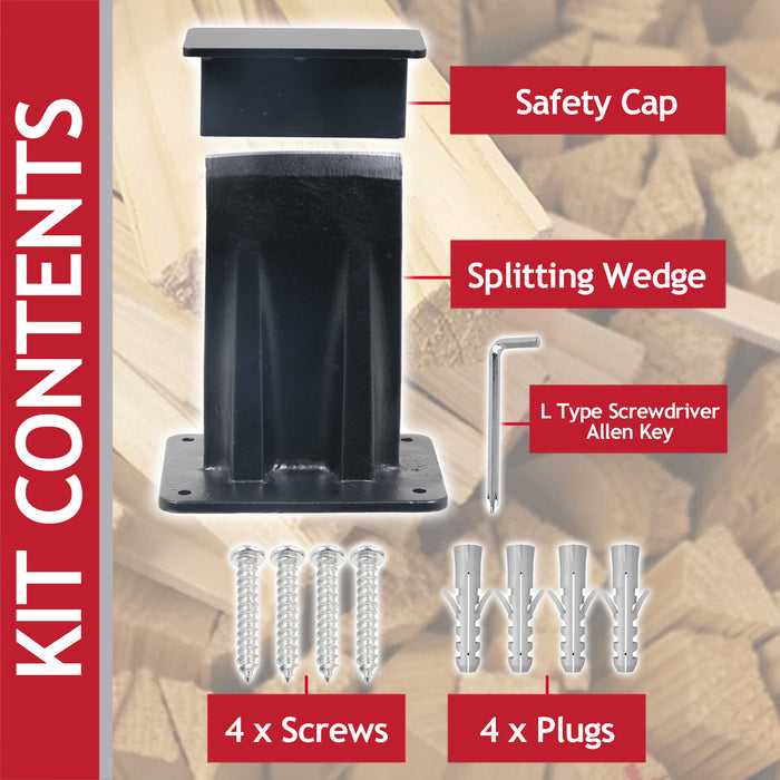 Kindling Splitter Log Wedge Heavy Duty Wood Splitting Firewood Timber Mounted Axe Chisel (Large)