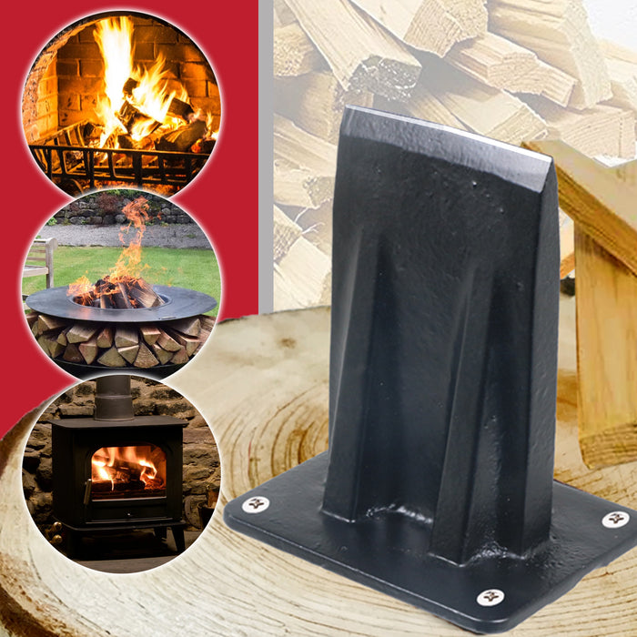 Kindling Splitter Log Wedge Heavy Duty Wood Splitting Firewood Timber Mounted Axe Chisel (Large)