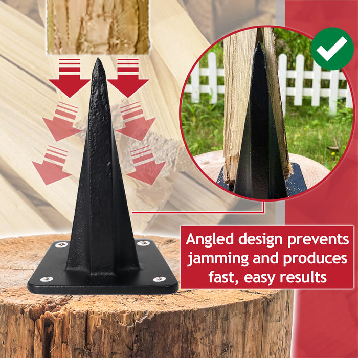 Kindling Splitter Log Wedge Heavy Duty Wood Splitting Firewood Timber Mounted Axe Chisel (Large)