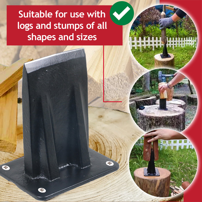 Kindling Splitter Log Wedge Heavy Duty Wood Splitting Firewood Timber Mounted Axe Chisel (Large)