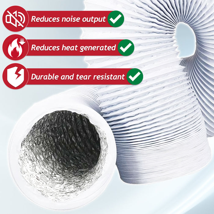 Vent Hose for Daewoo Air Con 5" 2.5m Insulated PVC Aluminium AC Pipe + Clips