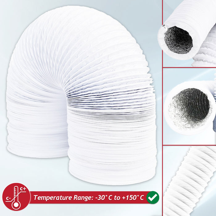 Universal Tumble Dryer Vent Hose PVC Aluminium Foil Insulated Duct Outlet Pipe (4" x 2.5m)