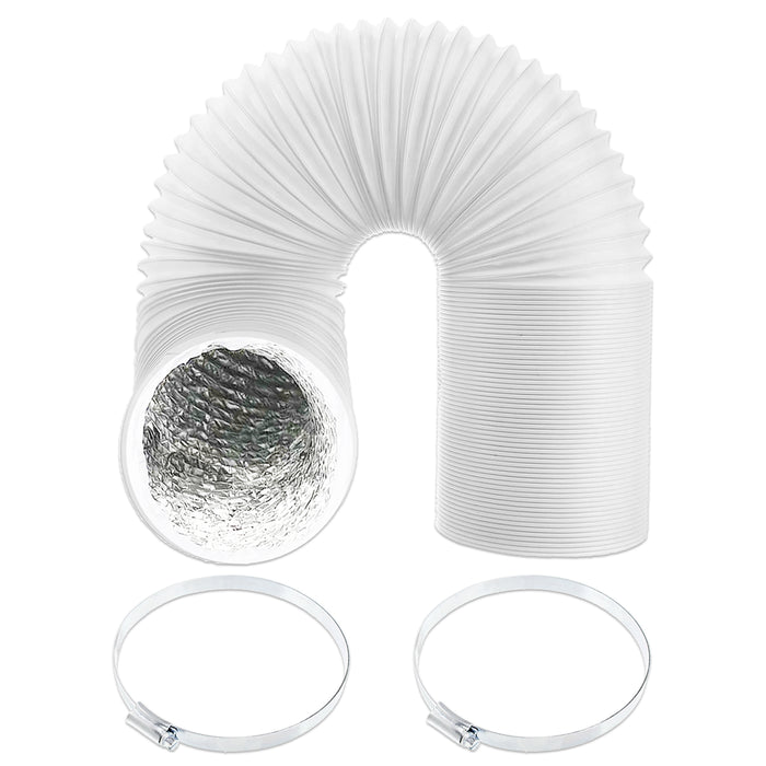 Universal HVAC Vent Hose 5" x 2.5m PVC Aluminium Foil Insulated Duct Exhaust Outlet Pipe + Clamp Clips