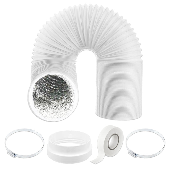 Universal Insulated Vent Hose Flexible PVC Aluminium Foil Lined Duct Outlet Pipe Connector Kit (5" x 2.5m)