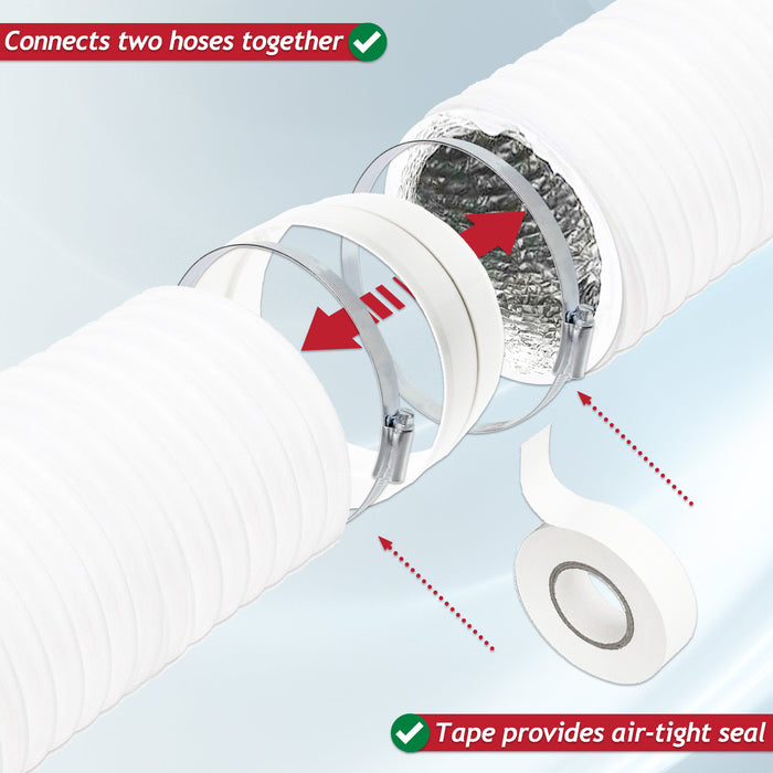 Universal Cooker Hood Extractor Vent Hose 5" x 2.5m PVC Aluminium Foil Insulated Duct Outlet Pipe Extension Kit