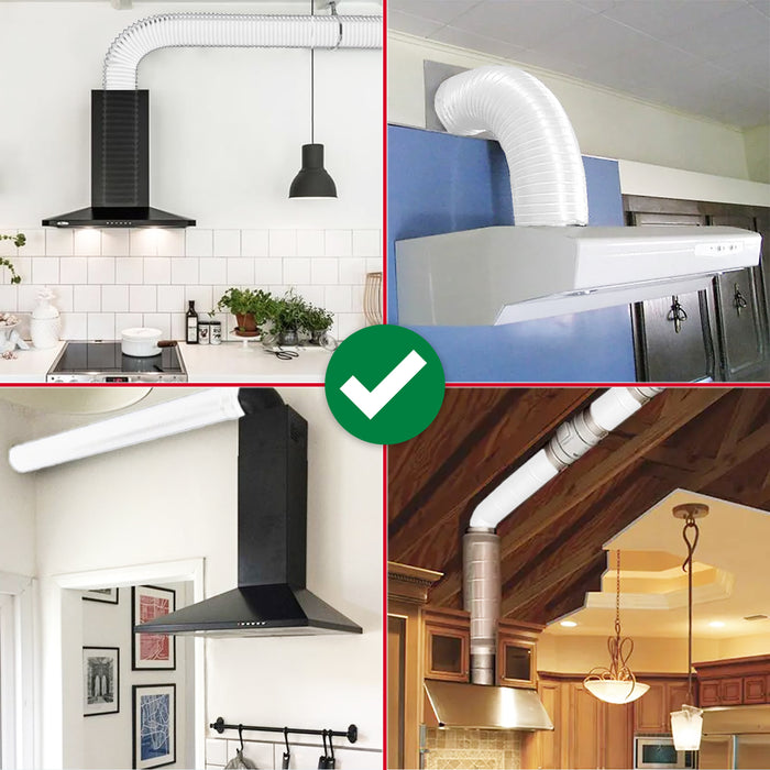 Universal Cooker Hood Extractor Vent Hose 5" x 2.5m PVC Aluminium Foil Insulated Duct Outlet Pipe Extension Kit