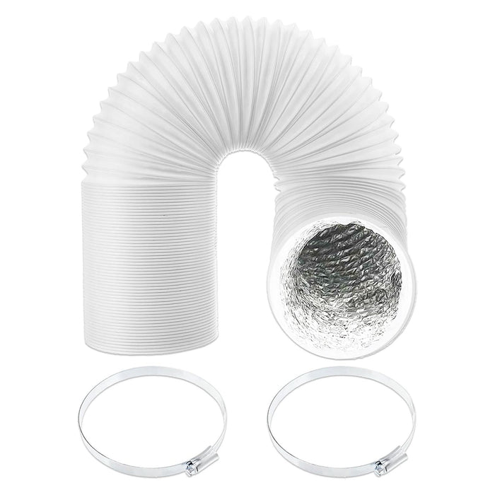 Air Conditioning Duct Hose PVC Flexible Vent Pipe Universal (6" x 3 Metres, White) + Steel Screw Pipe Clips x 2