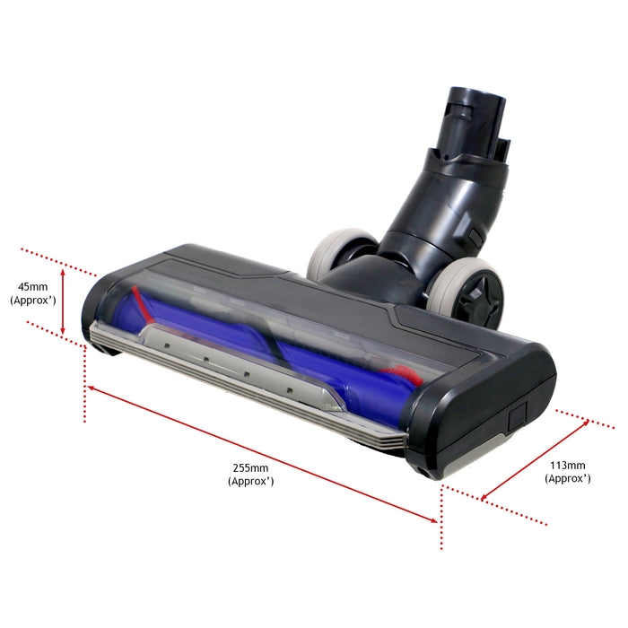 Brush Head for Dyson V6 DC59 Animal Motorhead Motorised Vacuum Turbine Tool (Purple/Red) - includes LED lights