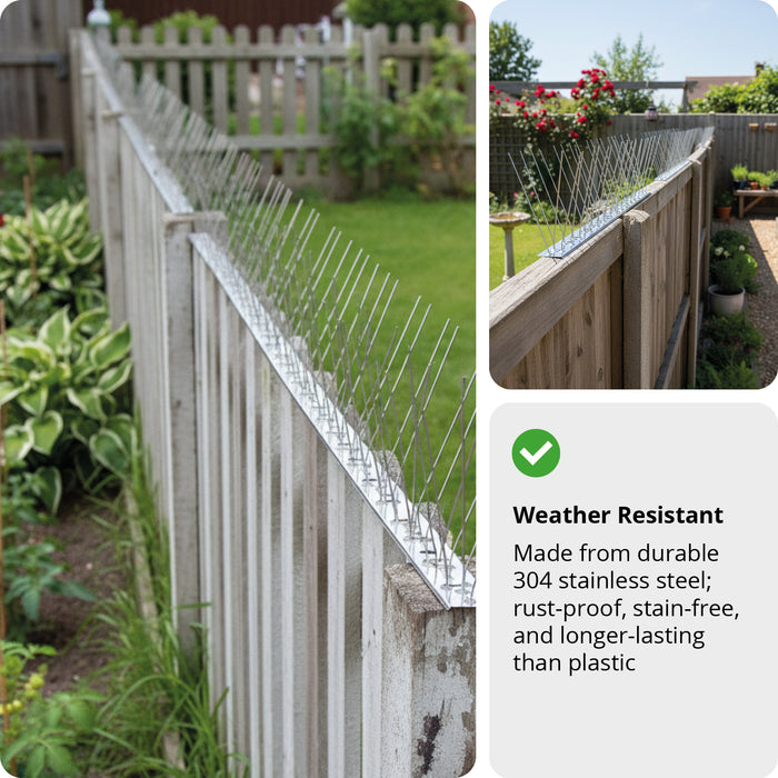 Bird Fence Spikes Pigeon Squirrel Cat Rodent Stainless Steel Metal 2m