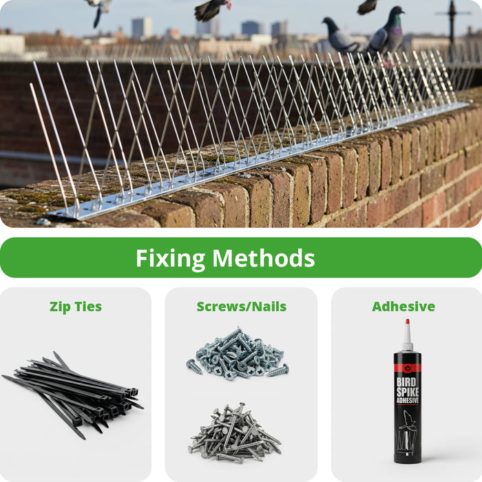 Bird Fence Spikes Pigeon Squirrel Cat Rodent Stainless Steel Metal 2m