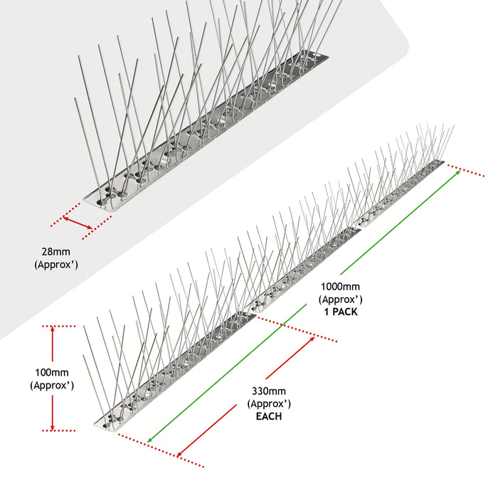 Bird Fence Spikes Pigeon Squirrel Cat Rodent Stainless Steel Metal 2m