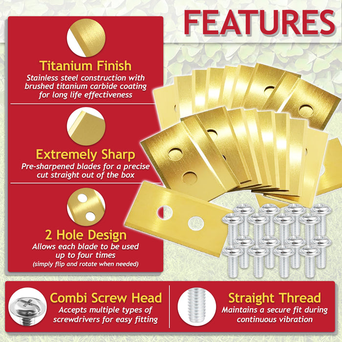 Blades for Einhell Freelexo 500 600 800 900 1200 GC-RM 500 Robot Lawnmower Titanium Coated 3414020 (Pack of 30 + Screws + Case)