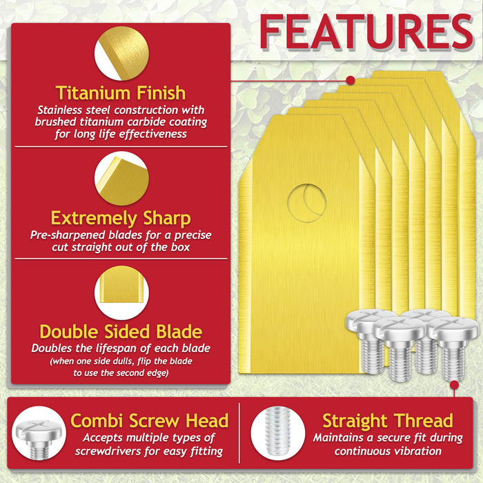 Blades for Yard Force Amiro Compact Classic Robot Lawnmower Titanium Coated 577864603 (Pack of 30 + Screws + Case)