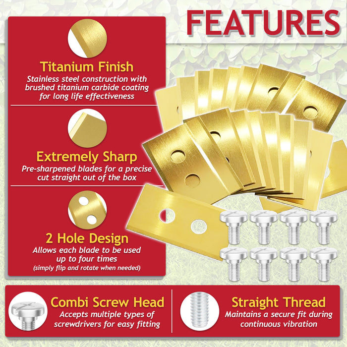 Blades for Mammotion Luba AWD Yuka Mini Robot Lawnmower Titanium Coated MTL23BLD0001 (Pack of 24 + Screws + Case)