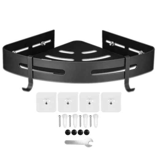 Luxury Shower Corner Shelf Storage Rack Bathroom Kitchen Bedroom Caddy Organiser (Matt Black)
