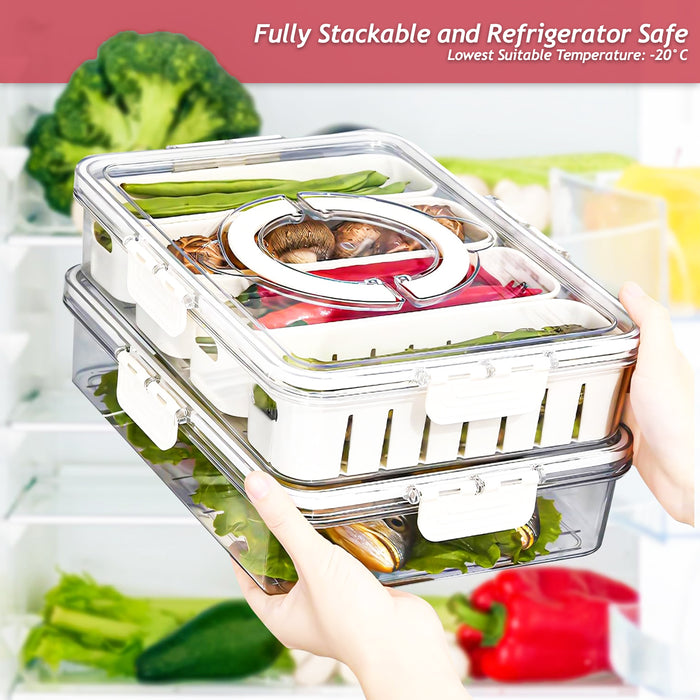 Food Storage Containers with Securing Clips Lid and Removable Divider Compartments (Small + Large)