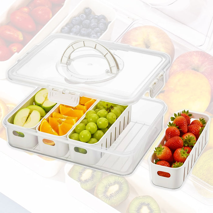 Food Storage Containers with Securing Clips Lid and 4 Removable Divider Compartments (Large, Pack of 2)