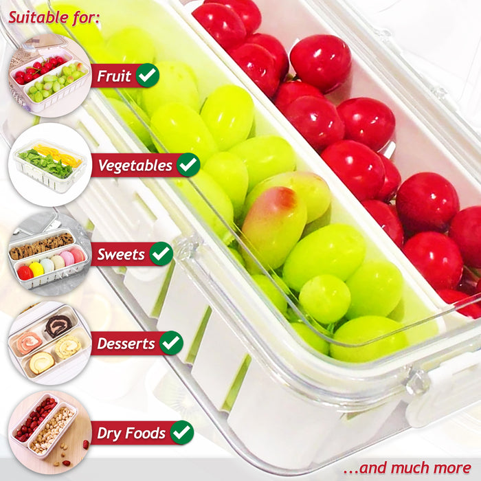 Food Storage Container with Securing Clips Lid and 2 Removable Divider Compartments (Small)