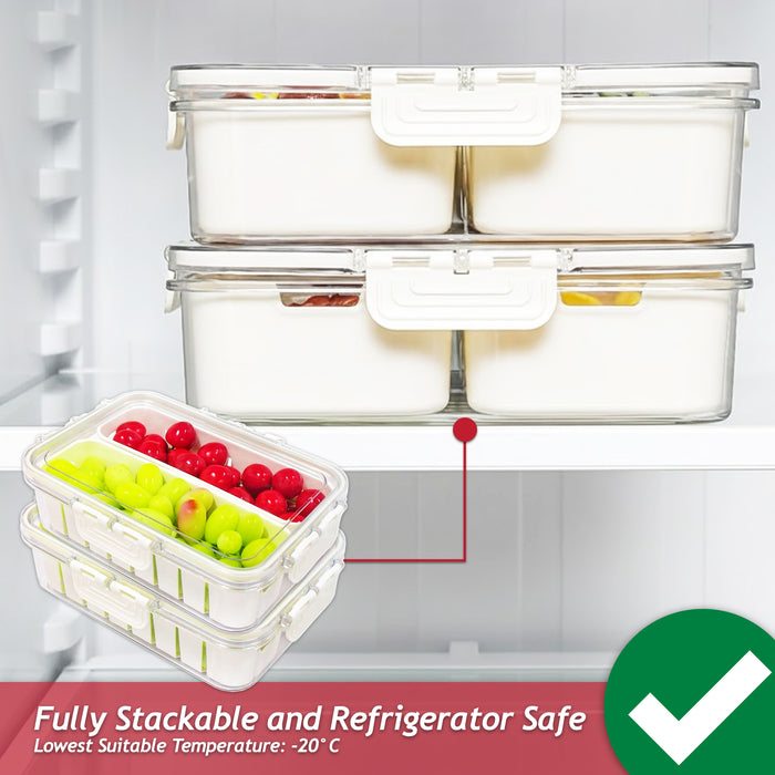 Food Storage Container with Securing Clips Lid and 2 Removable Divider Compartments (Small)